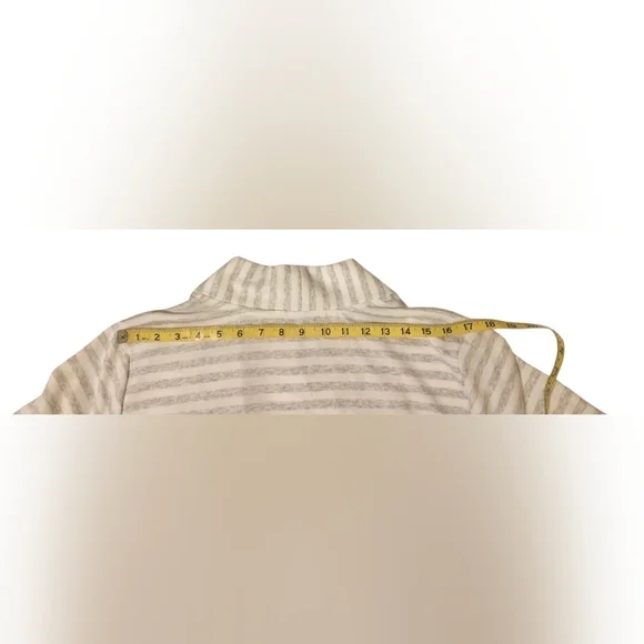 CJ Banks Gray White Striped Open Front Cardigan Sweater 1X Plus Size - Picture 10 of 11